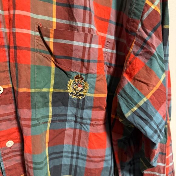 Vintage Polo Ralph Lauren Crest Logo Shirt Red Tartan Plaid Button Down- Size XL - Picture 3 of 6